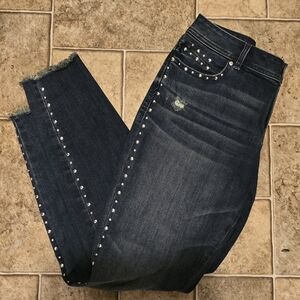 INC International Concept Studded Distressed Skinny Cropped Jeans Size 10